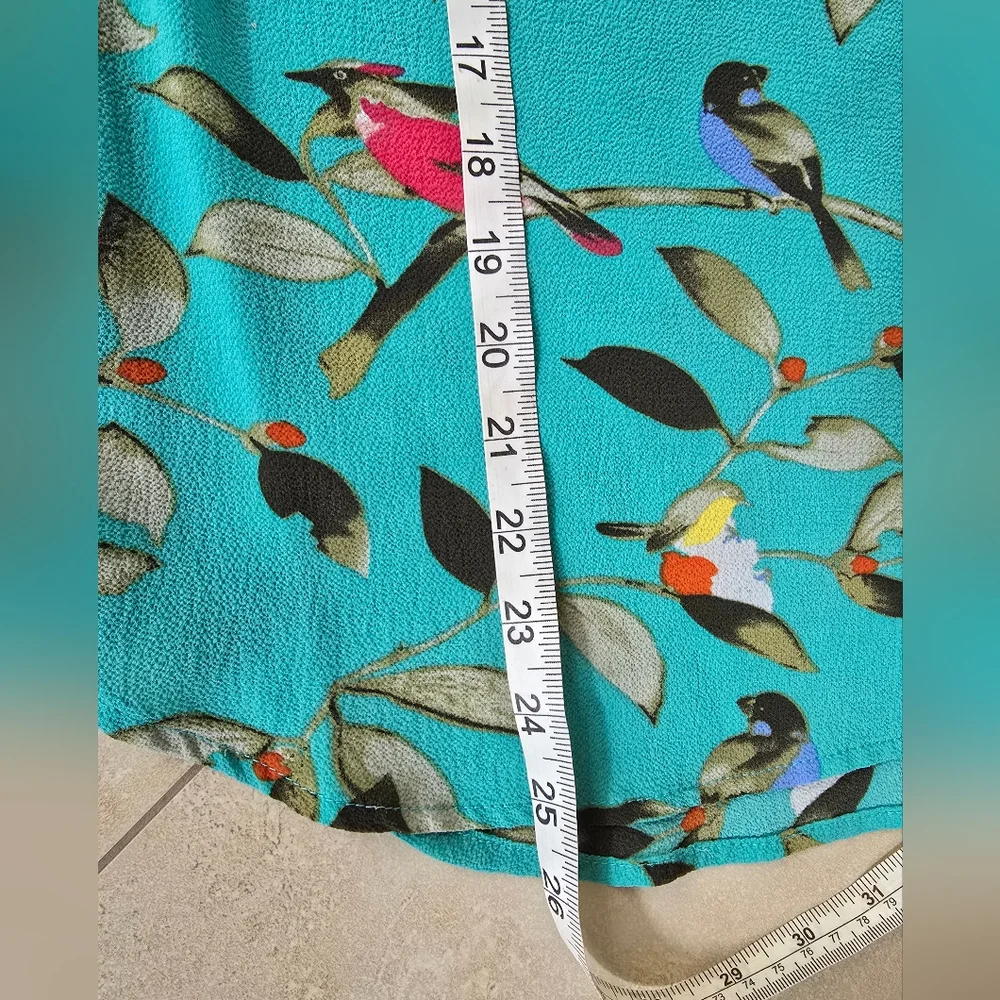 Vibrant Teal Floral Blouse - Picture 7 of 10